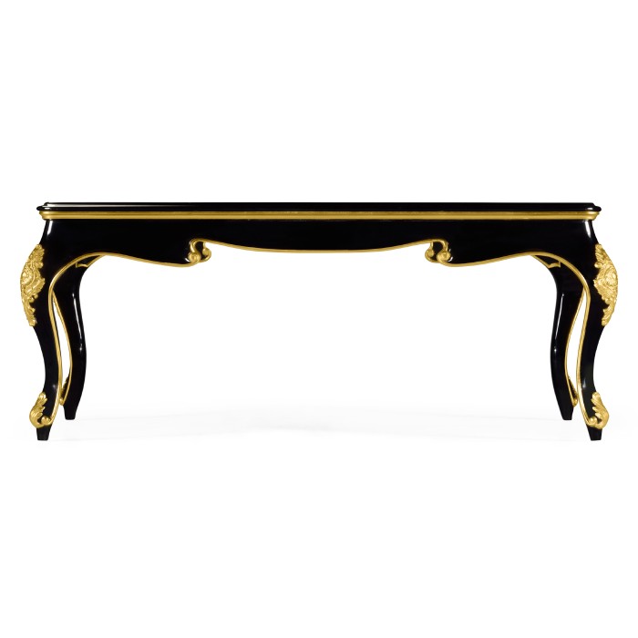 Black Coffee Table in Gloss Painted Black with Clear Glass Top