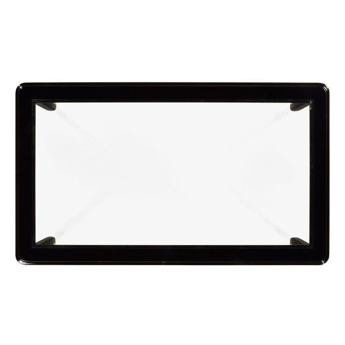 Black Coffee Table in Gloss Painted Black with Clear Glass Top