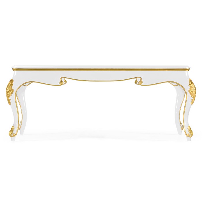 White Coffee Table with Clear Glass Top