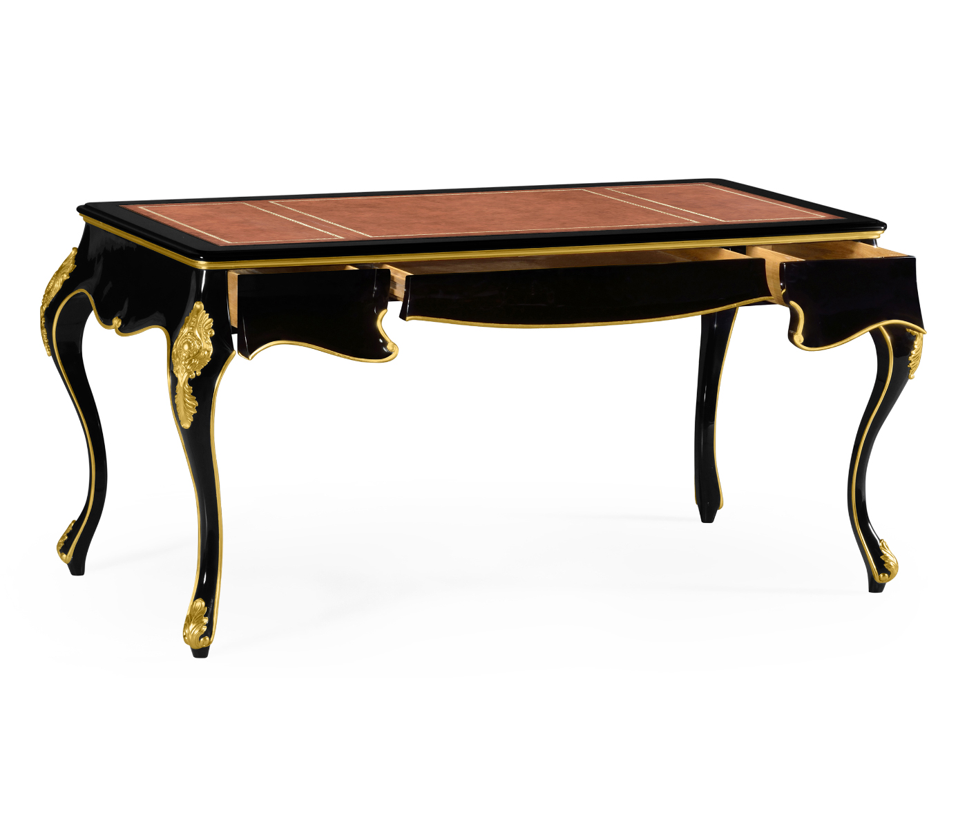 Black Writing Desk with Red Leather Top