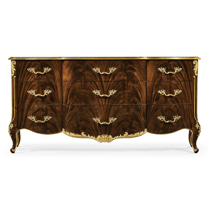 9 Drawer Triple Dresser Brown Mahogany
