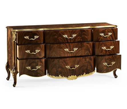 9 Drawer Triple Dresser Brown Mahogany