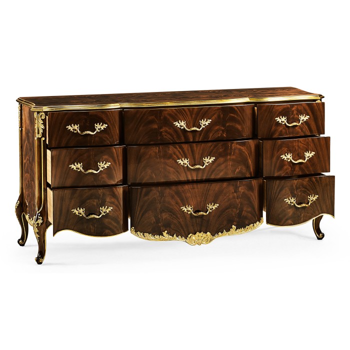 9 Drawer Triple Dresser Brown Mahogany