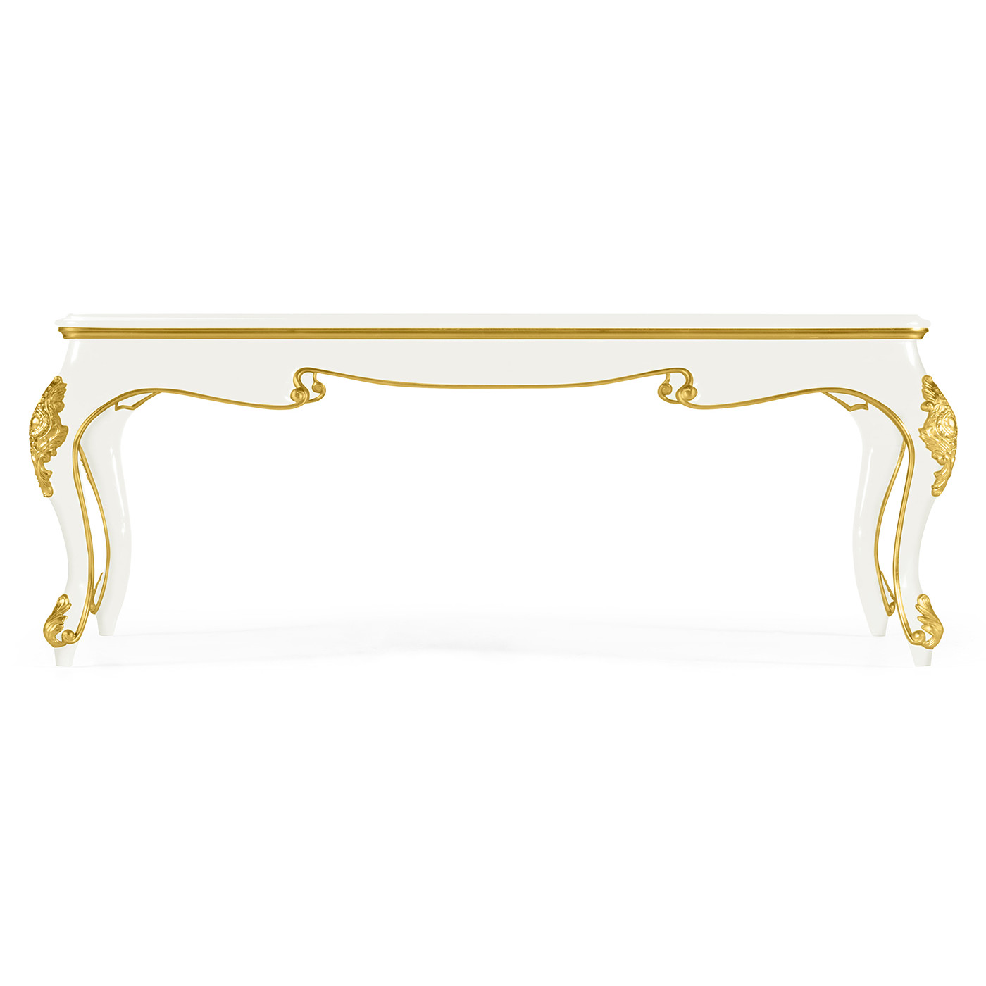 White Coffee Table with Clear Glass Top