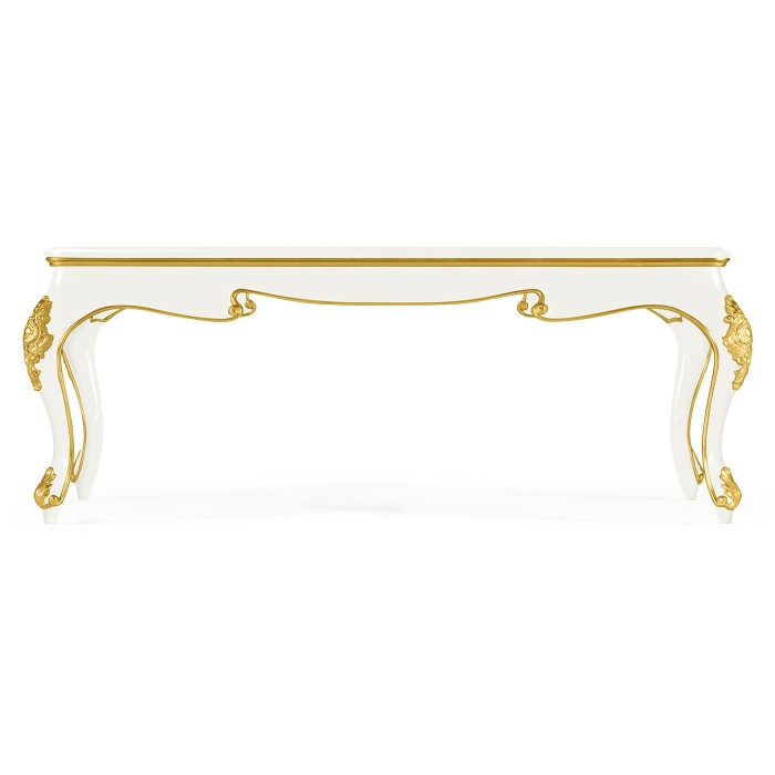 White Coffee Table with Clear Glass Top