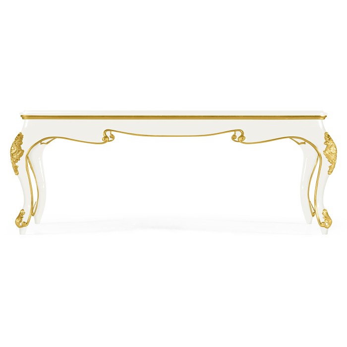 White Square Coffee Table with Eglomise Glass Top
