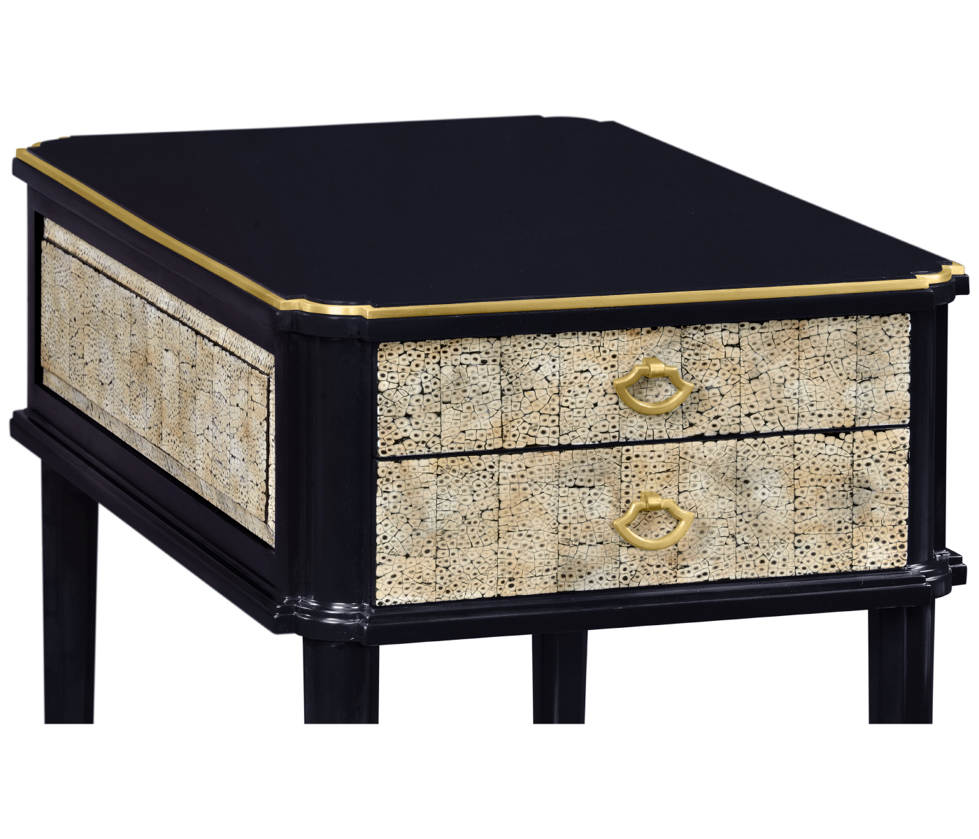 Black End Table with Eggshell & Bronze Detailing