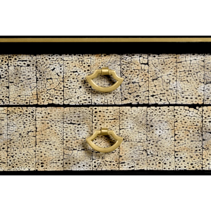 Black End Table with Eggshell & Bronze Detailing