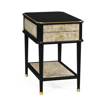 Black End Table with Eggshell & Bronze Detailing