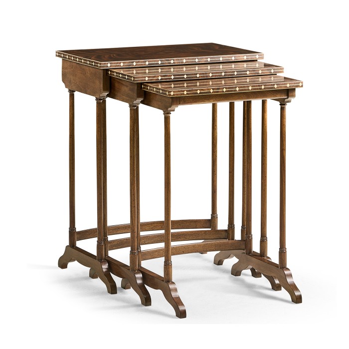 3 Nesting Tables with Faux Bone Inlay