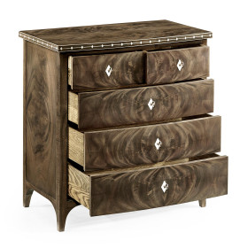 Small Bleached Mahogany Chest of Drawers with Bone Inlay