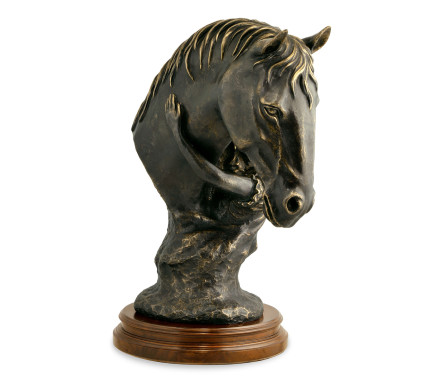 Antique Dark Bronze Young Girl & Her Horse