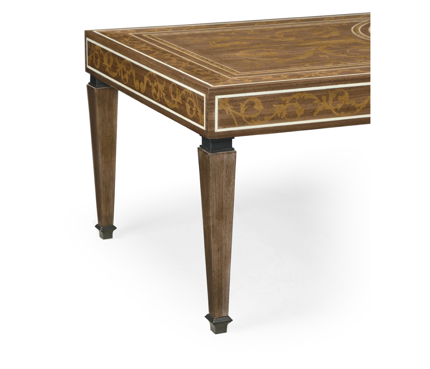 Long Rectangular Tobacco Walnut & Marquetry Coffee Table