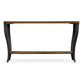 Rectangular Curved Daniella and Burl Walnut Console Table