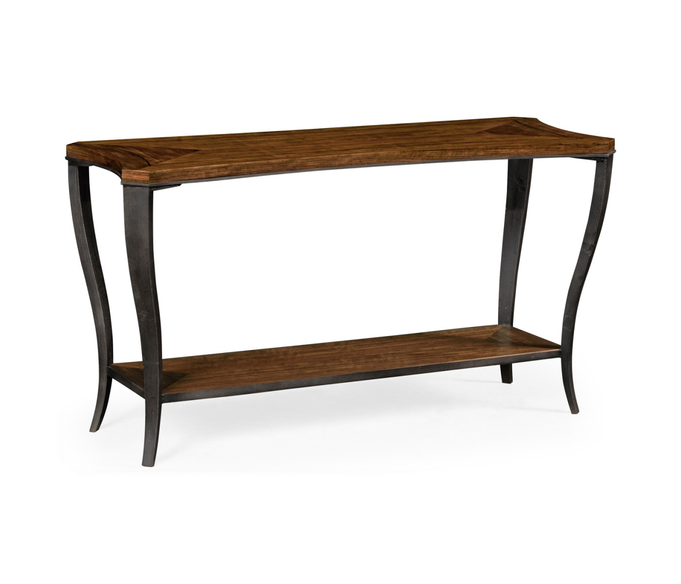 Rectangular Curved Daniella and Burl Walnut Console Table