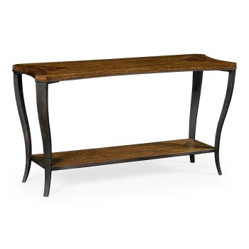 Rectangular Curved Daniella and Burl Walnut Console Table