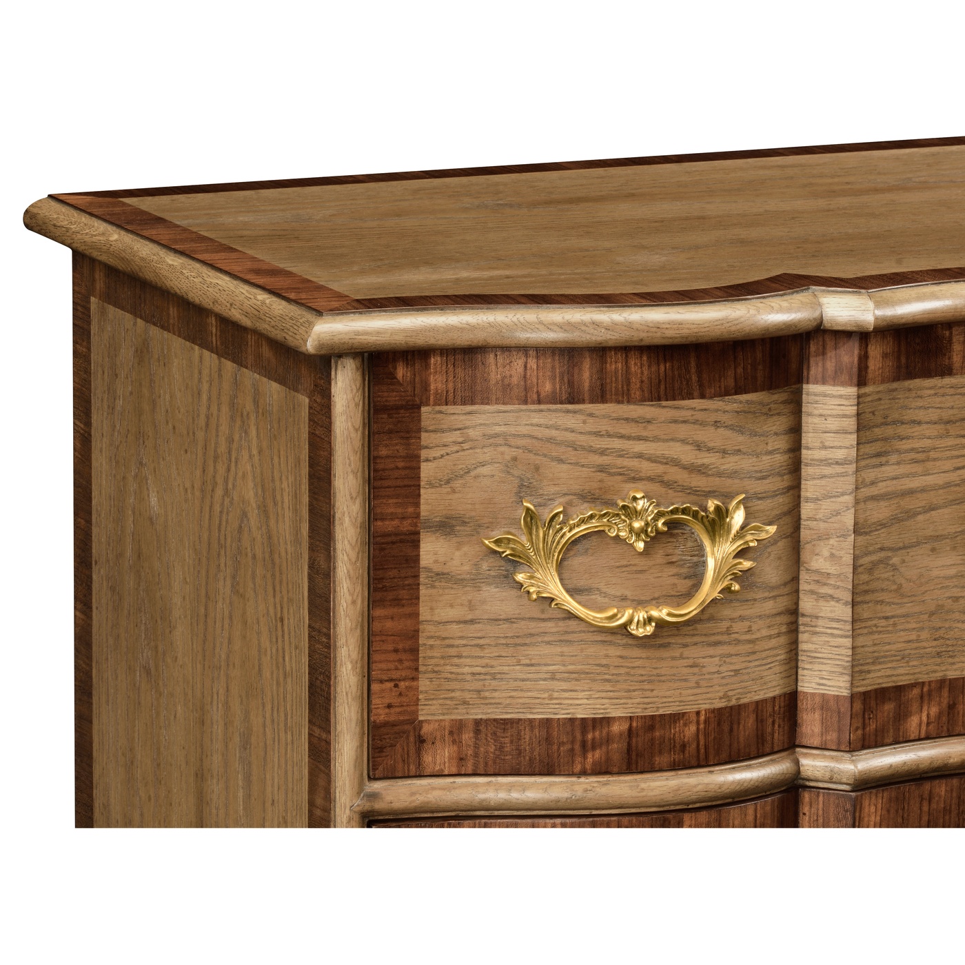 Rectangular Serpentine English Brown Oak Chest of Drawers