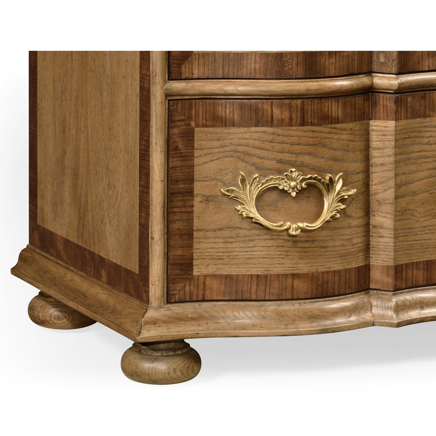 Rectangular Serpentine English Brown Oak Chest of Drawers