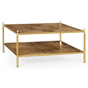 Large Square English Brown Oak Coffee Table