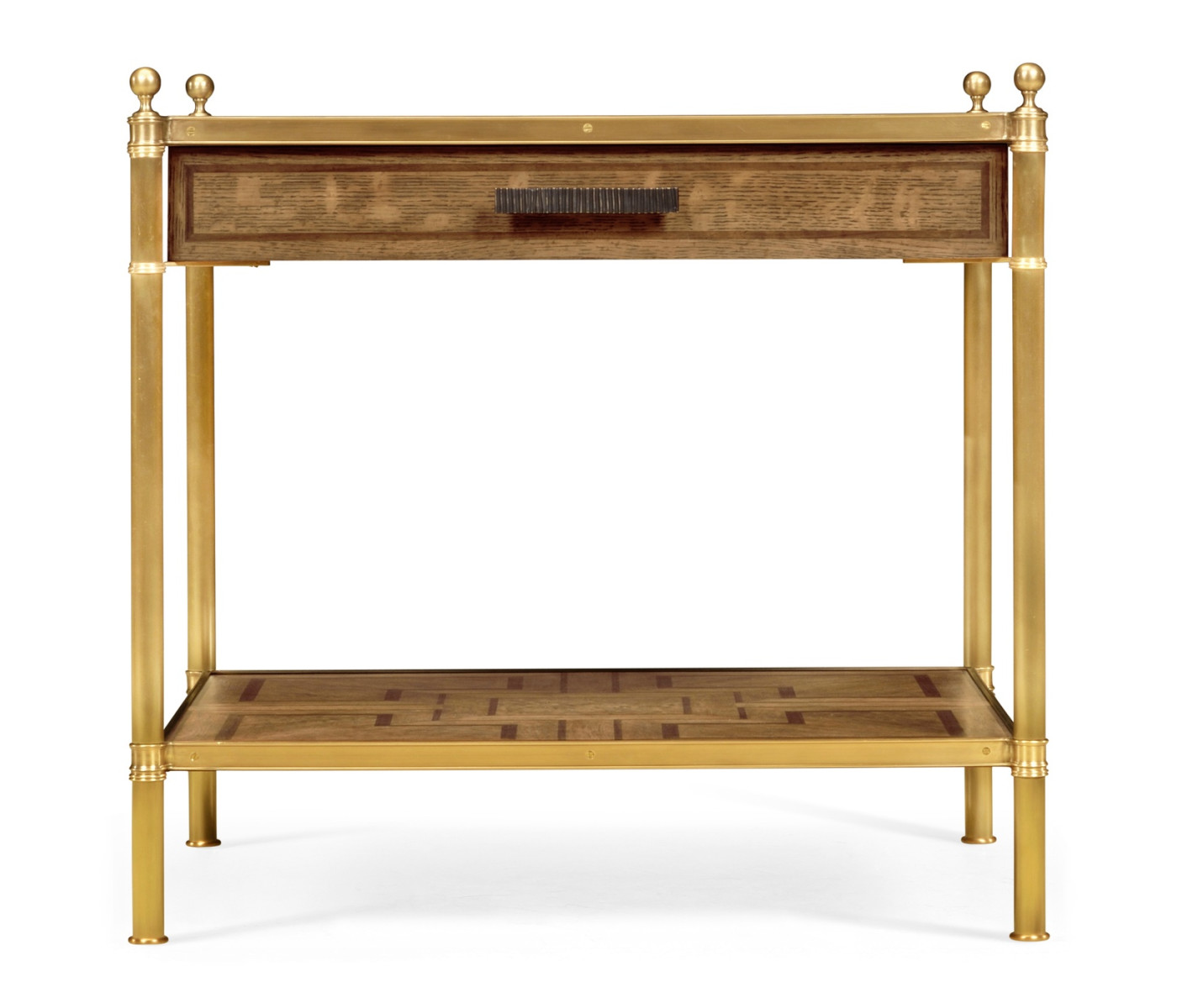 Square English Brown Oak Lamp Table with Drawer