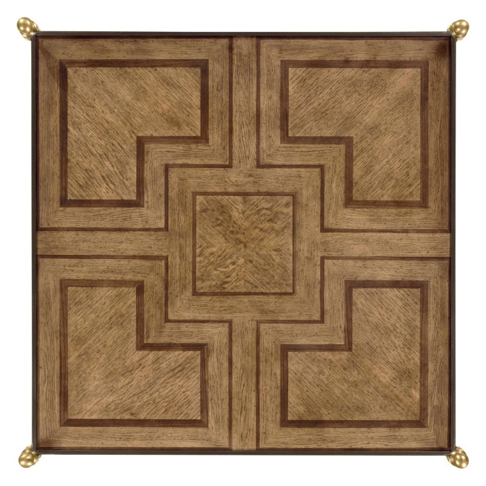 Square English Brown Oak Lamp Table with Drawer