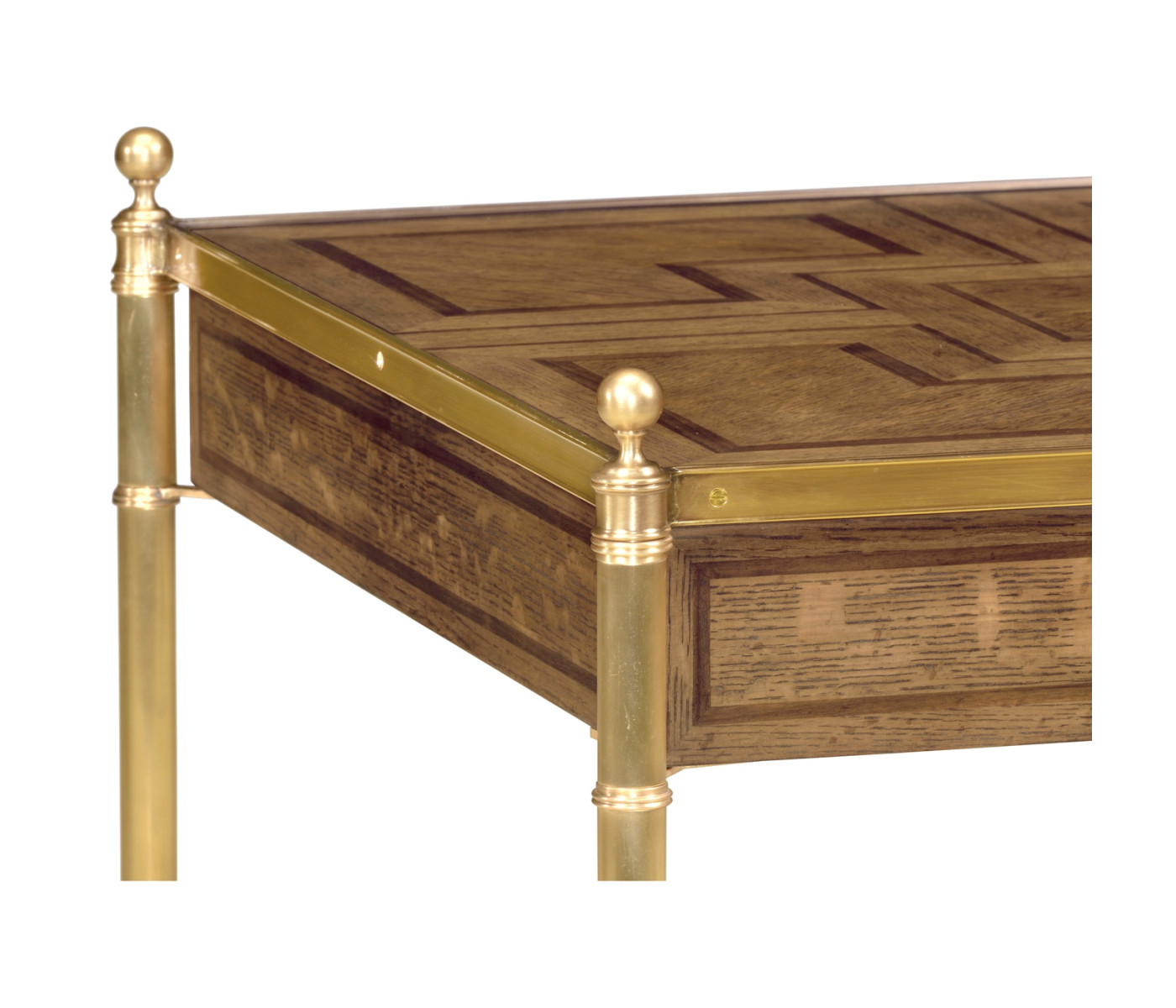 Square English Brown Oak Lamp Table with Drawer