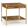 Square English Brown Oak Lamp Table with Drawer