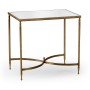 Rectangular Antique Brass End Table with Antique Mirror Top