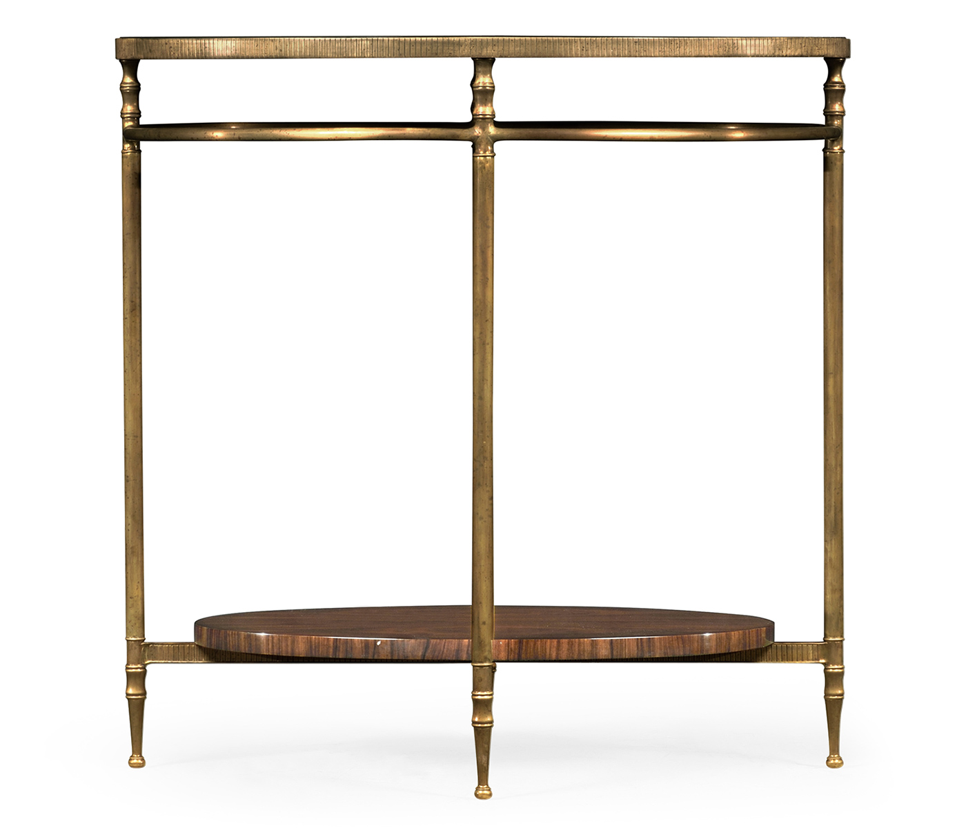 Oval Brass & Dark Santos Lamp Table with Antique Mirror Top