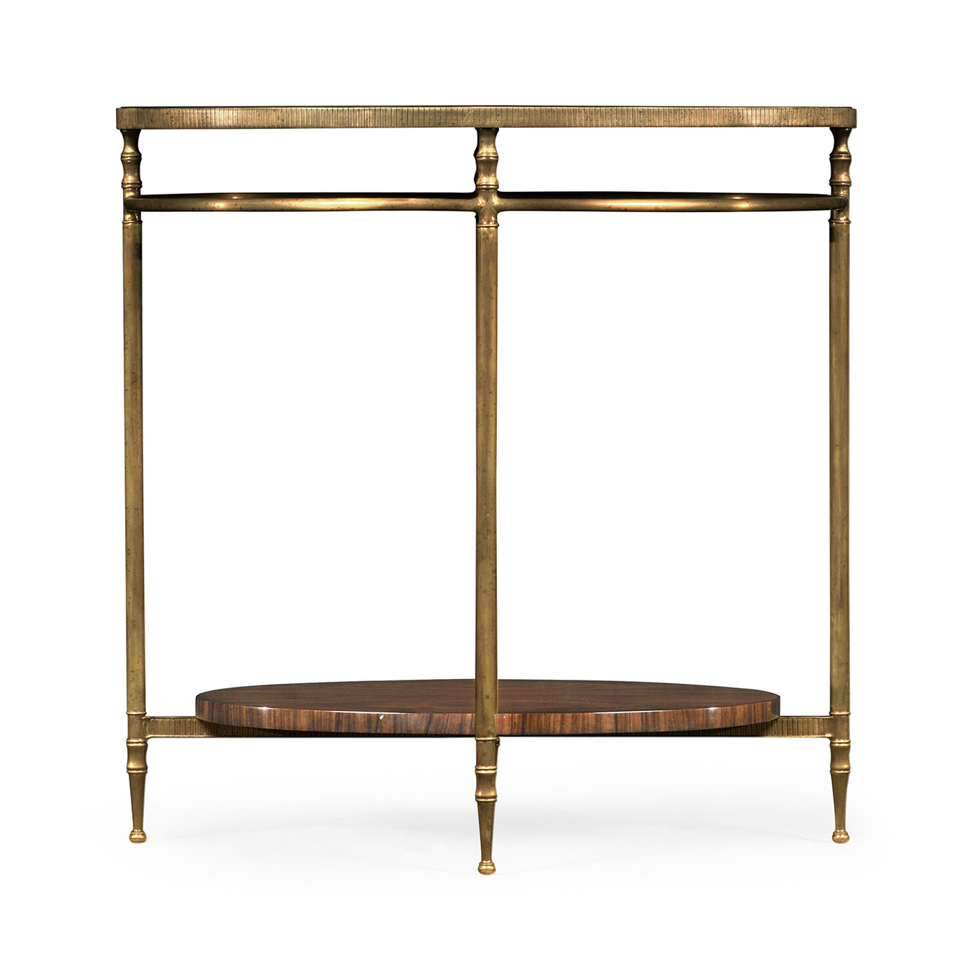 Oval Brass & Dark Santos Lamp Table with Antique Mirror Top