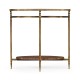 Oval Brass & Dark Santos Lamp Table with Antique Mirror Top