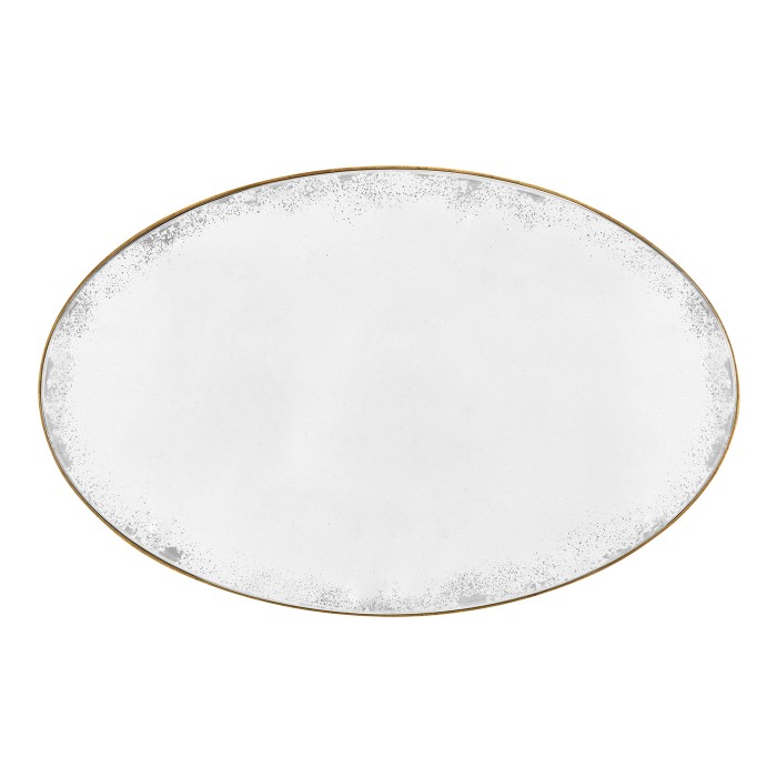 Oval Brass & Dark Santos Lamp Table with Antique Mirror Top