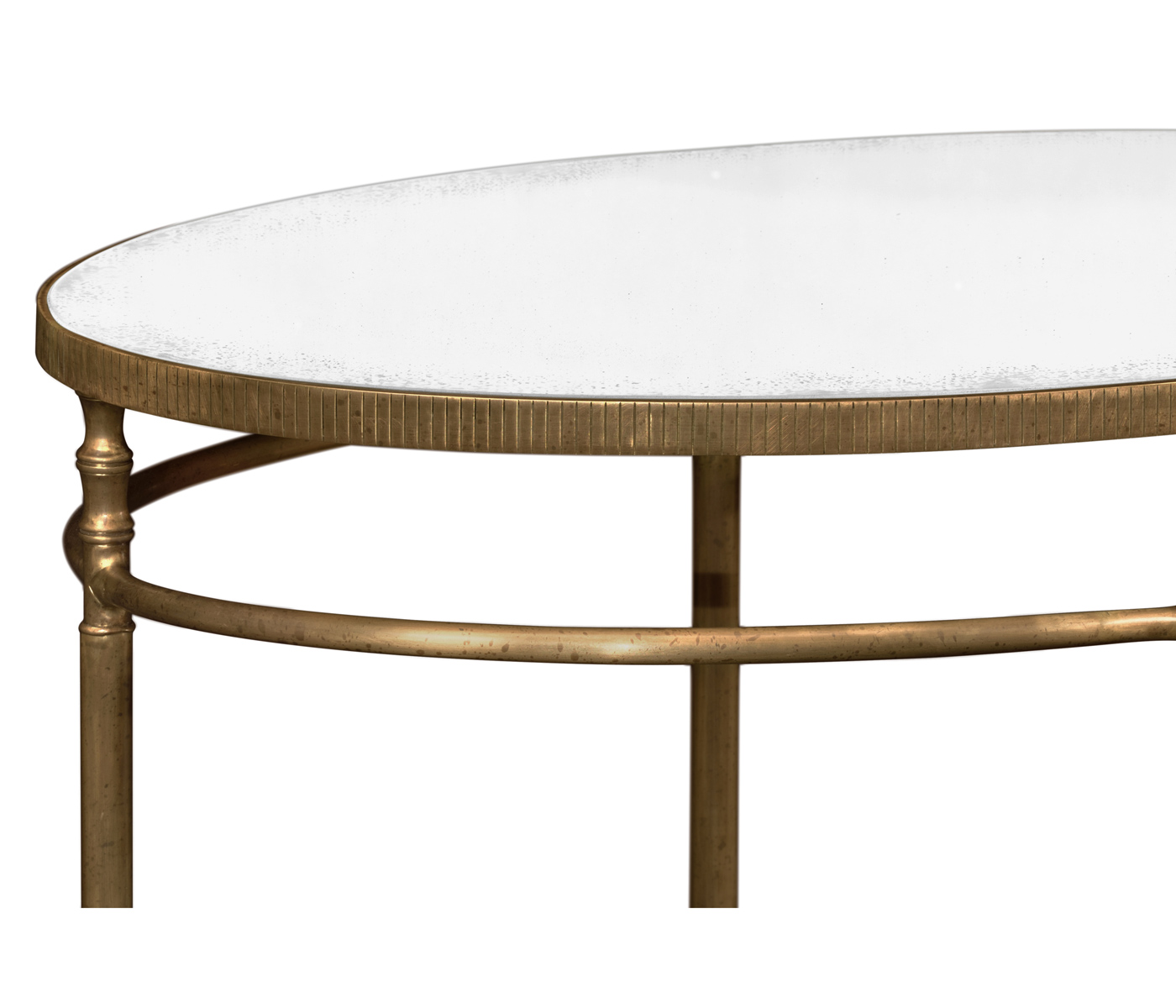 Oval Brass & Dark Santos Lamp Table with Antique Mirror Top