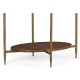Oval Brass & Dark Santos Lamp Table with Antique Mirror Top
