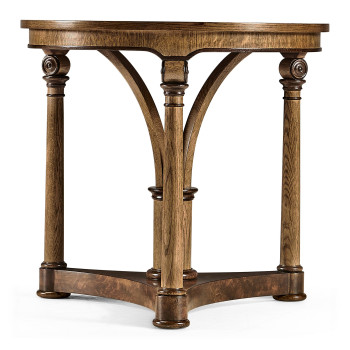 Round English Brown Oak Lamp Table