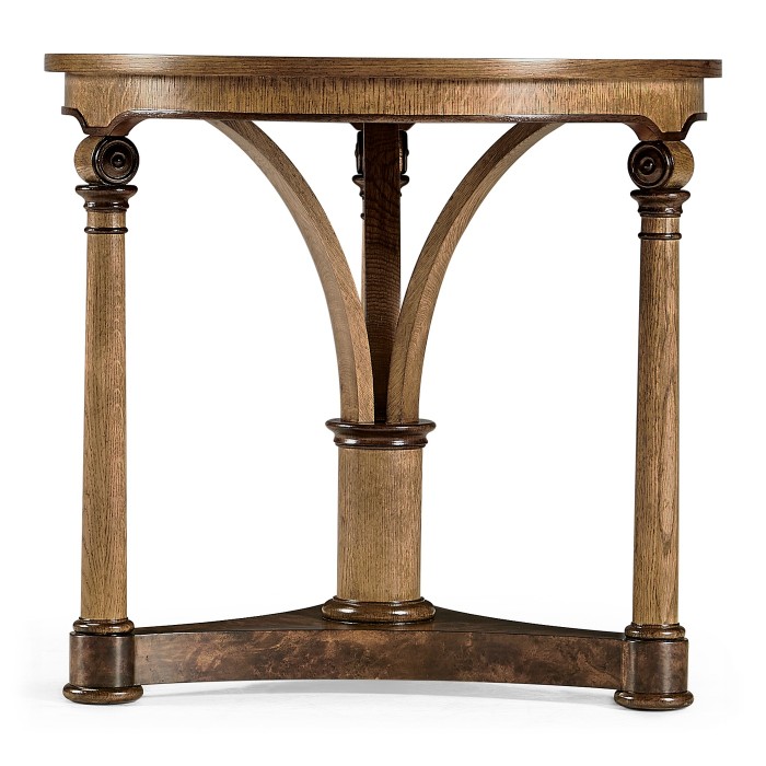 Round English Brown Oak Lamp Table