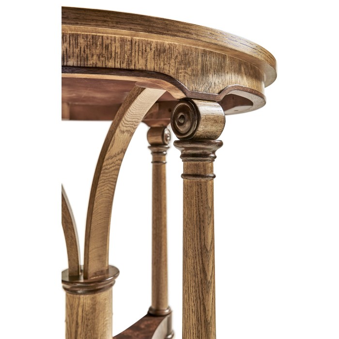 Round English Brown Oak Lamp Table