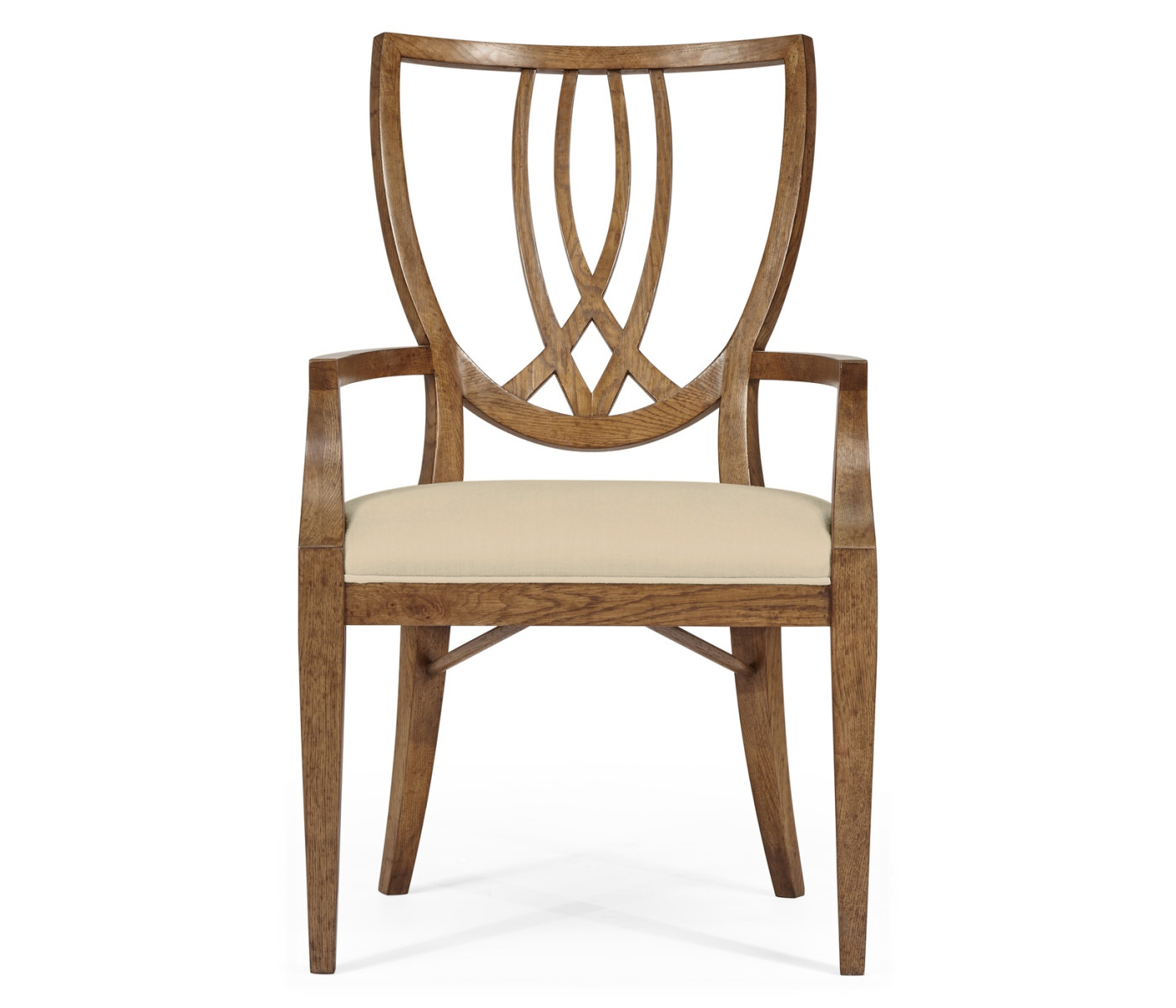 Shield Back English Brown Oak Dining Arm Chair