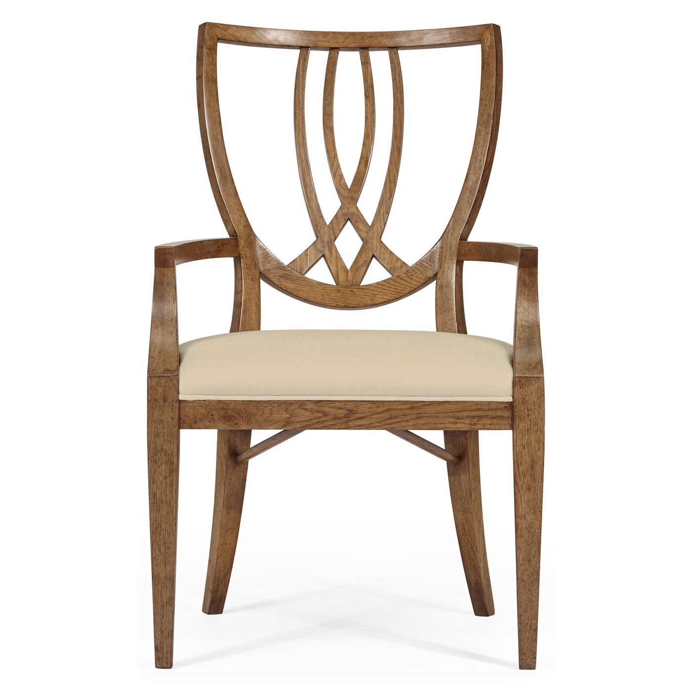 Shield Back English Brown Oak Dining Arm Chair