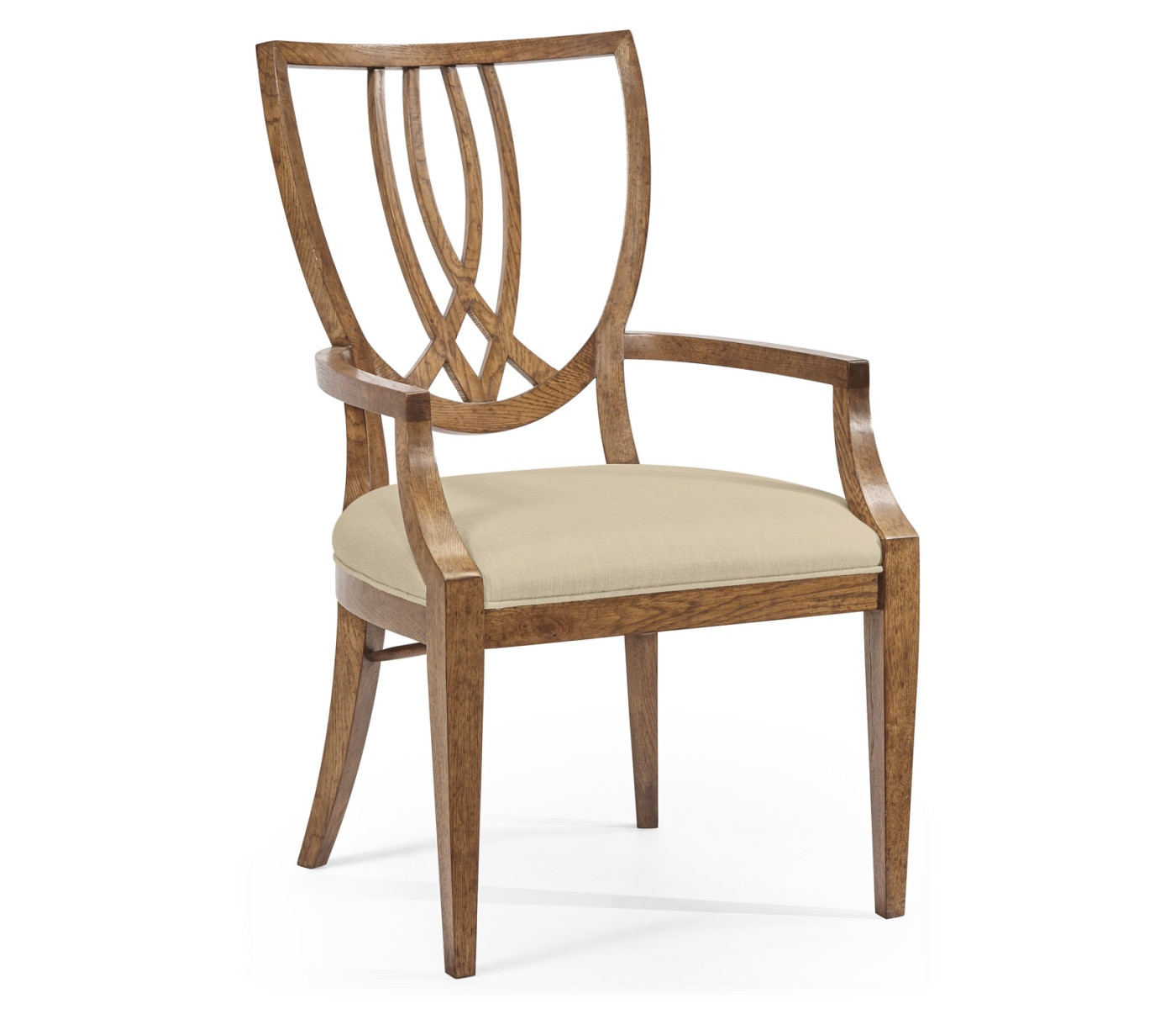 Shield Back English Brown Oak Dining Arm Chair