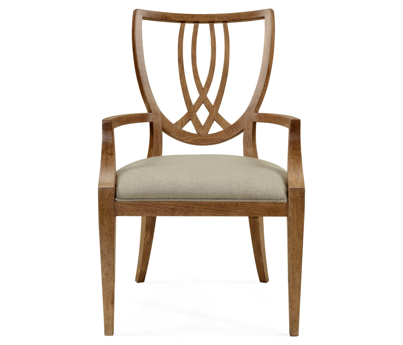 Shield Back English Brown Oak Dining Arm Chair