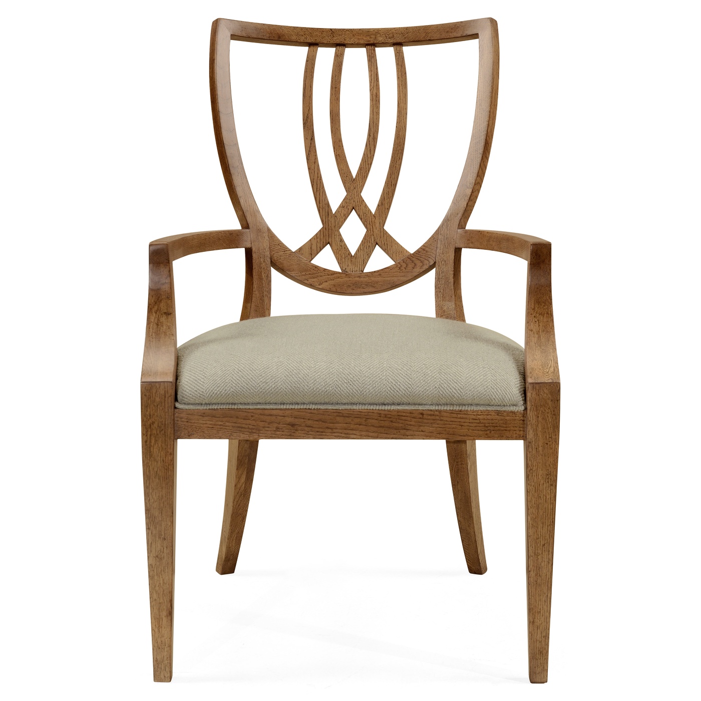 Shield Back English Brown Oak Dining Arm Chair