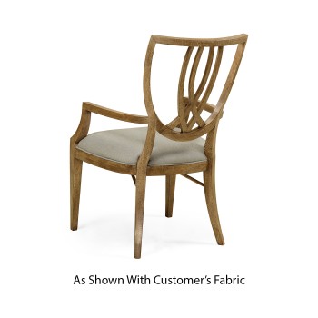 Shield Back English Brown Oak Dining Arm Chair