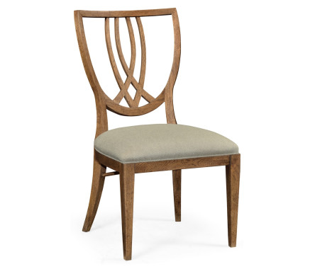Shield Back English Brown Oak Dining Side Chair