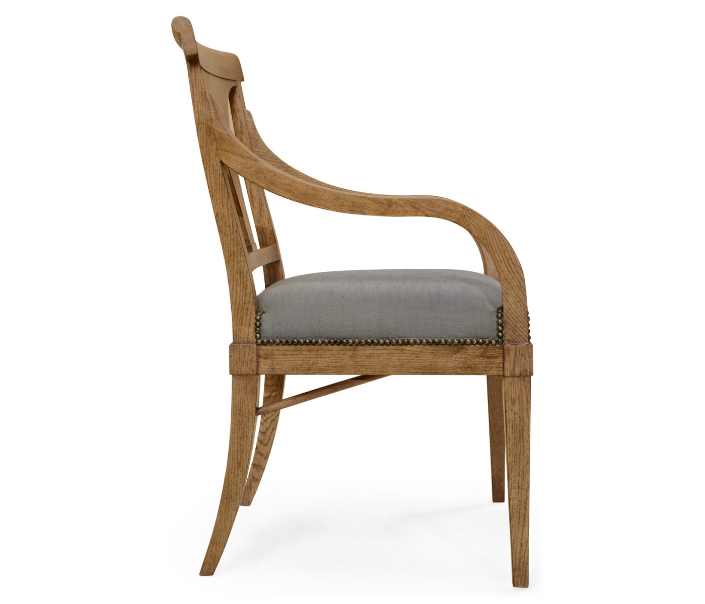 Cut-Out English Brown Oak Dining Arm Chair