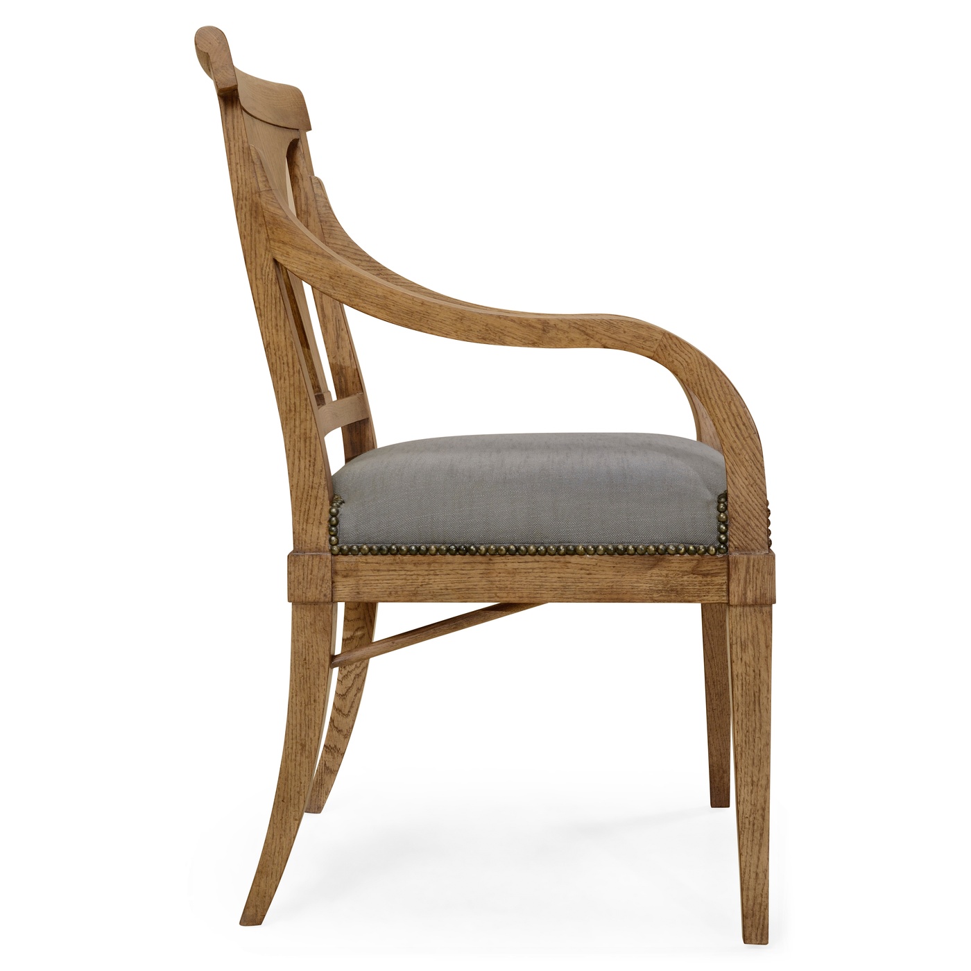 Cut-Out English Brown Oak Dining Arm Chair