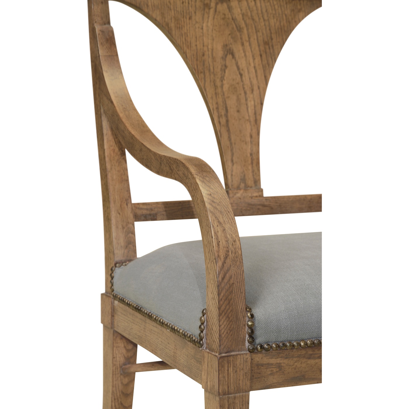 Cut-Out English Brown Oak Dining Arm Chair