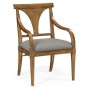 Cut-Out English Brown Oak Dining Arm Chair