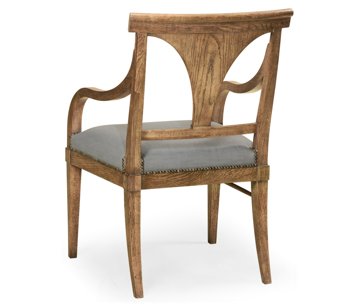 Cut-Out English Brown Oak Dining Arm Chair