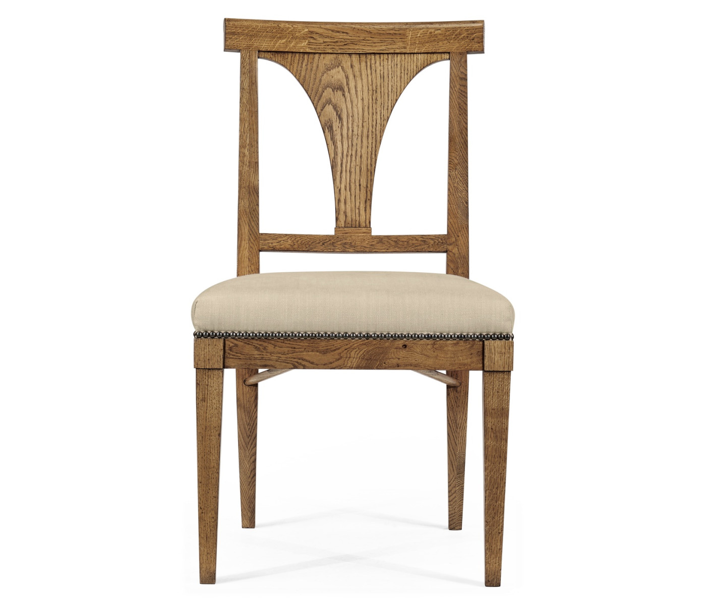 Cut-Out English Brown Oak Dining Side Chair